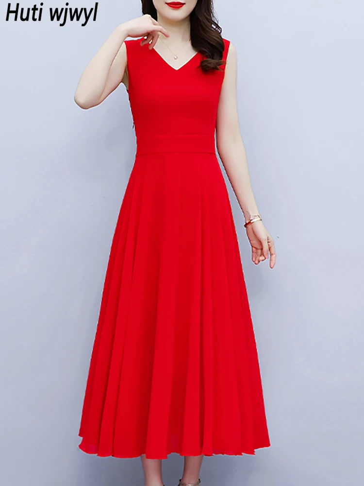 2023 Red Chiffon Sleeveless Sexy Beach Long Dress Women Elegant Bodycon Party Dress Summer Solid Casual Prom Night Midi Vestidos
2023 Red Chiffon Sleeveless Sexy Beach Long Dress Women Elegant Bodycon Party Dress Summer Solid Casual Prom Night Midi Vestidos