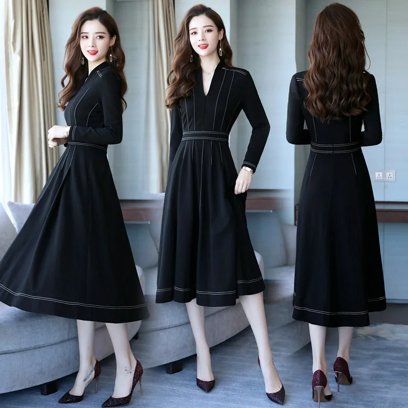 Knitted dress, autumn dress, women's 2018 new style, high-strength long-sleeve V-neck skirt
Knitted dress, autumn dress, women's 2018 new style, high-strength long-sleeve V-neck skirt
