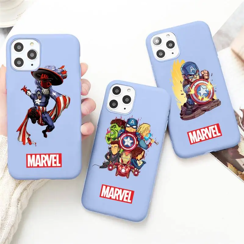 Marvel Cartoon Captain America Phone Case for iPhone 13 12 mini 11 Pro Max X XR XS 8 7 6s Plus Candy purple Silicone cover
Marvel Cartoon Captain America Phone Case for iPhone 13 12 mini 11 Pro Max X XR XS 8 7 6s Plus Candy purple Silicone cover