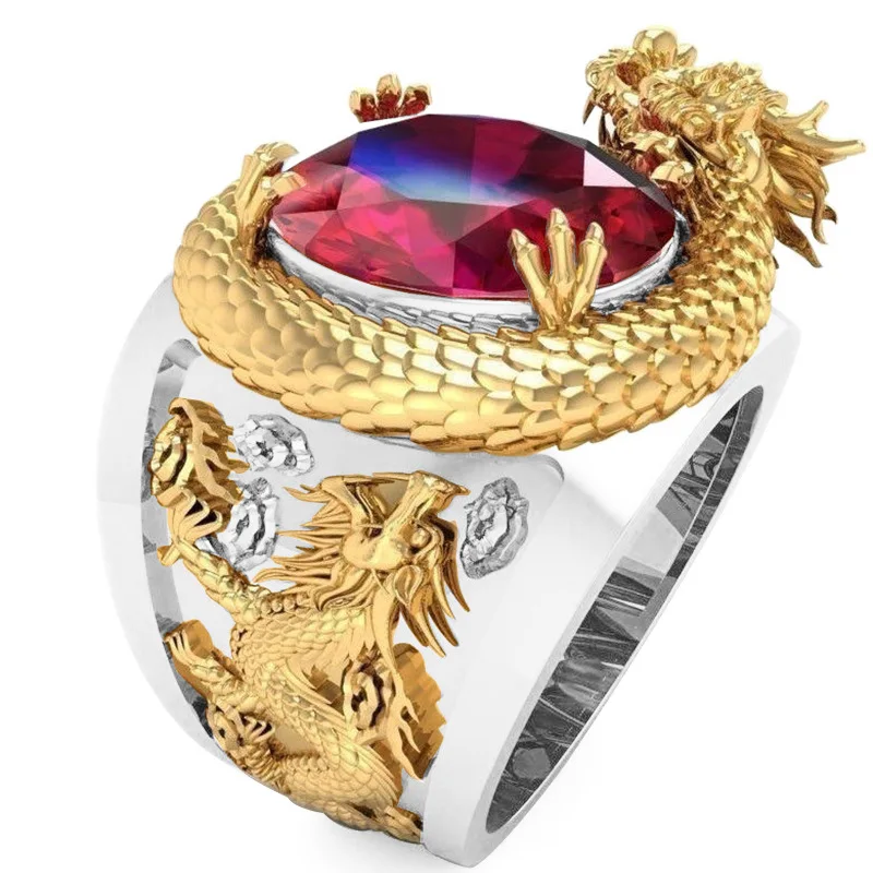 Mens Jewellery 3D Carved Three-dimensional Dragon Ring Charm Vintage Men's Red Cubic Zirconia Punk Ring Banquet Jewelry Gift
Mens Jewellery 3D Carved Three-dimensional Dragon Ring Charm Vintage Men's Red Cubic Zirconia Punk Ring Banquet Jewelry Gift