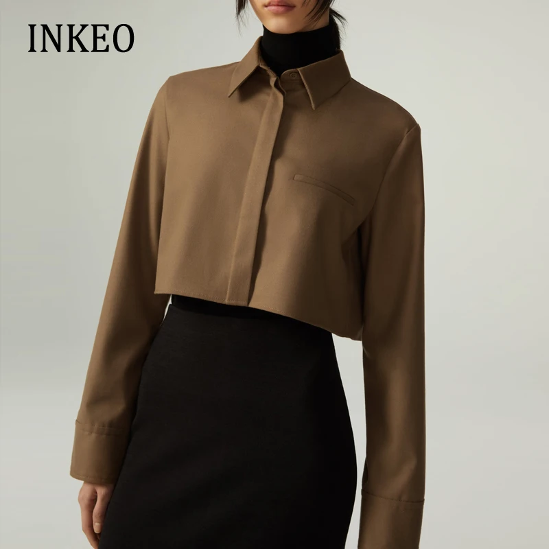 High street Women Pockets Cropped shirt Camel 2023 Spring Loose Long sleeve blouse Ladies Chic Blusas Tops Clothing INKEO 3T002
High street Women Pockets Cropped shirt Camel 2023 Spring Loose Long sleeve blouse Ladies Chic Blusas Tops Clothing INKEO 3T002