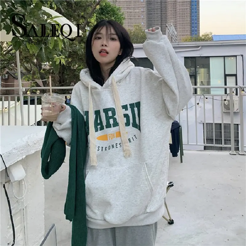 Women Sweatshirt Hooded Letter Print Drawstring Fashion Hip Hop Oversized Leisure Winter Long Sleeves Tops Pullover Light Grey
Women Sweatshirt Hooded Letter Print Drawstring Fashion Hip Hop Oversized Leisure Winter Long Sleeves Tops Pullover Light Grey