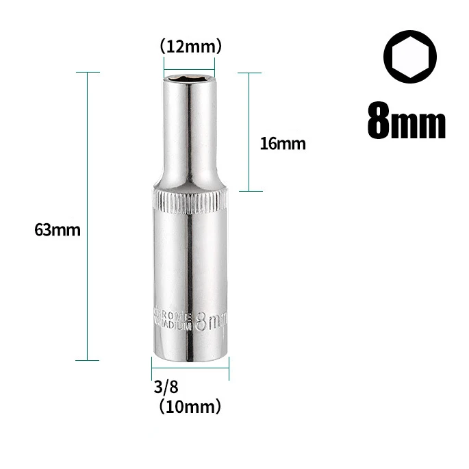 Hex Socket Deep Socket Silver Socket Wrenches Wrench Heads 3/8inch 63mm Deep Socket Adapter Hex Socket Hand Tools
Hex Socket Deep Socket Silver Socket Wrenches Wrench Heads 3/8inch 63mm Deep Socket Adapter Hex Socket Hand Tools