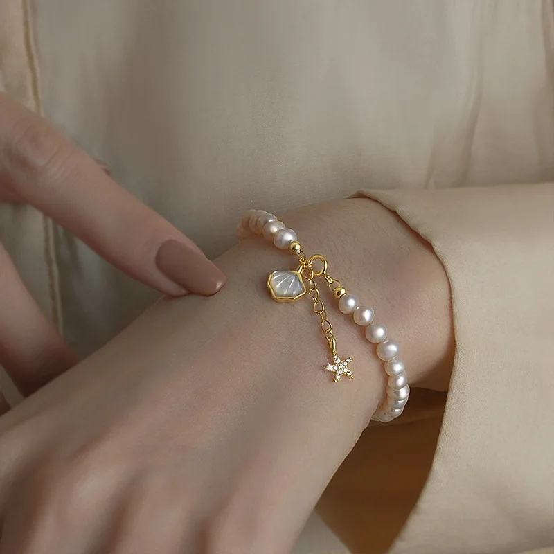 Minar Cute Lovely White Color Shell Star Charm Bracelet for Women Baroque Freshwater Pearls Strand Beaded Bracelets Accessories
Minar Cute Lovely White Color Shell Star Charm Bracelet for Women Baroque Freshwater Pearls Strand Beaded Bracelets Accessories