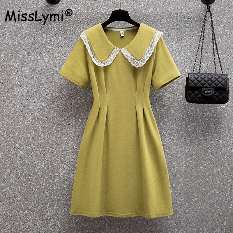 Женское платье-трапеция с кружевом, короткое платье большого размера с круглым воротником и завышенной талией, лето 2022
Женское платье-трапеция с кружевом, короткое платье большого размера с круглым воротником и завышенной талией, лето 2022