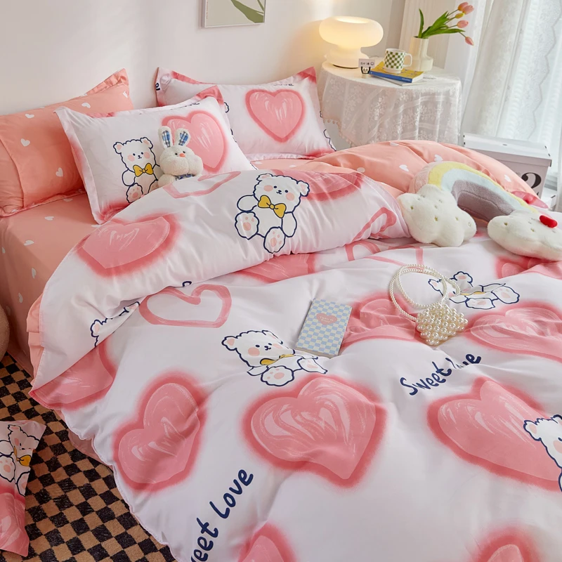 Kawaii Bear Printed Bed Linen Sweet Love Duvet Cover Pillowcase Bedding Set Pink Bed Sheet Quilt Cover Single Queen King Size
Kawaii Bear Printed Bed Linen Sweet Love Duvet Cover Pillowcase Bedding Set Pink Bed Sheet Quilt Cover Single Queen King Size