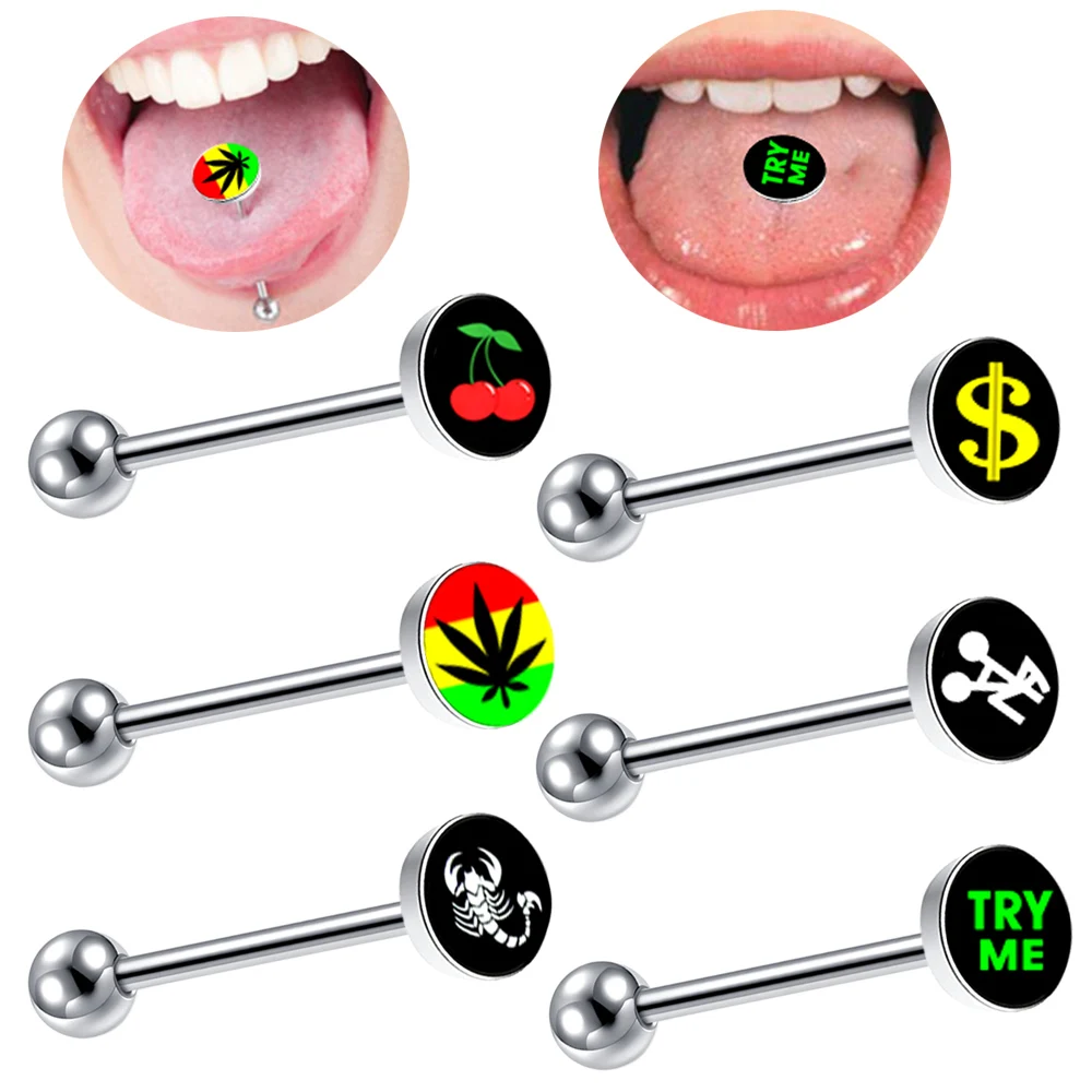2Pcs 14G 16mm Tongue Bar Scorpion Fish Tongue Piercing Jewelry Stainless Steel Rod Star Love China Cherry Footprint Tongue Rings
2Pcs 14G 16mm Tongue Bar Scorpion Fish Tongue Piercing Jewelry Stainless Steel Rod Star Love China Cherry Footprint Tongue Rings