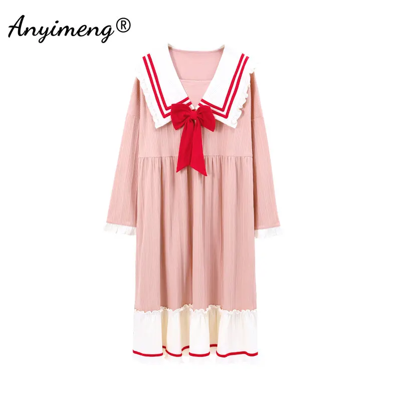 New Autumn Winter Princess Style Nightgown Long Sleeved Fashion Women's Night Skirt Soft Cotton Bow Ornament Homedress for Girls
New Autumn Winter Princess Style Nightgown Long Sleeved Fashion Women's Night Skirt Soft Cotton Bow Ornament Homedress for Girls