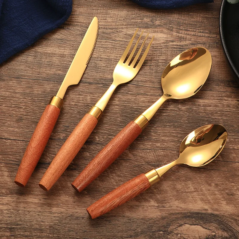 

Jaswehome 1/4Pcs Western Cutlery Set Stainless Steel Dinnerware Knife Fork And Spoon Upscale Tableware Set