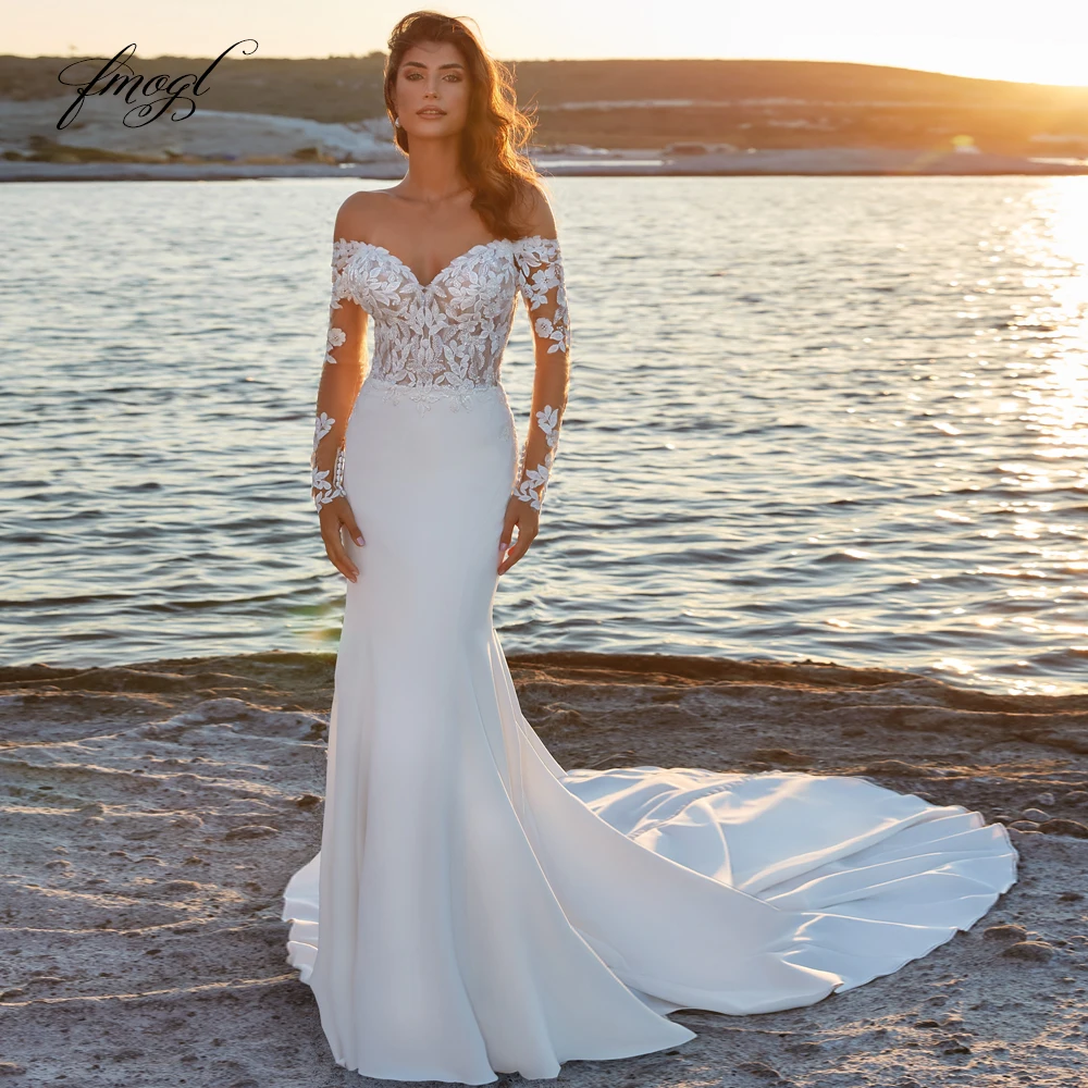Fmogl Mermaid Satin Vintage Wedding Dresses Sweetheart Long Sleeve Vestido De Novia Embroidery Appliques Sheath Bride Dress
Fmogl Mermaid Satin Vintage Wedding Dresses Sweetheart Long Sleeve Vestido De Novia Embroidery Appliques Sheath Bride Dress