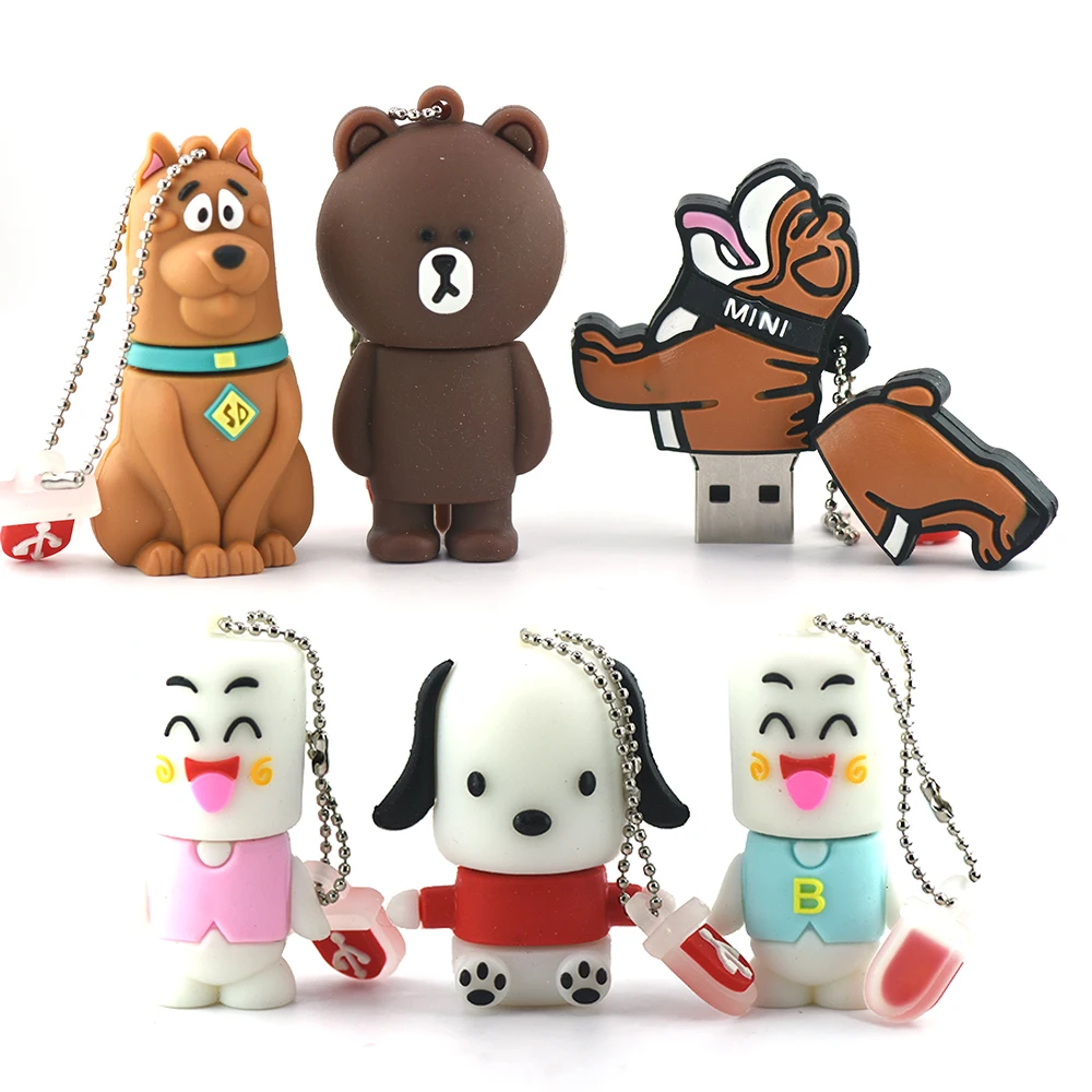 

cute animal bear usb flash drive 128GB cartoon puppy 4GB U disk 8GB 16GB Shar Pei memory USB stick 32GB 64GB pendrive Gift