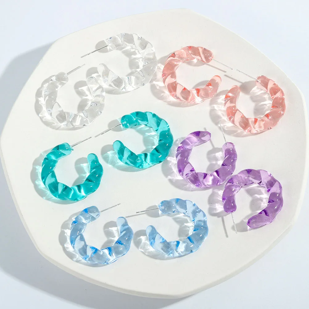 2022 Kpop New Spring and Summer C-shaped Acrylic Earrings Simple 5-color Transparent Twist Ear Jewelry Accessories Gift
2022 Kpop New Spring and Summer C-shaped Acrylic Earrings Simple 5-color Transparent Twist Ear Jewelry Accessories Gift