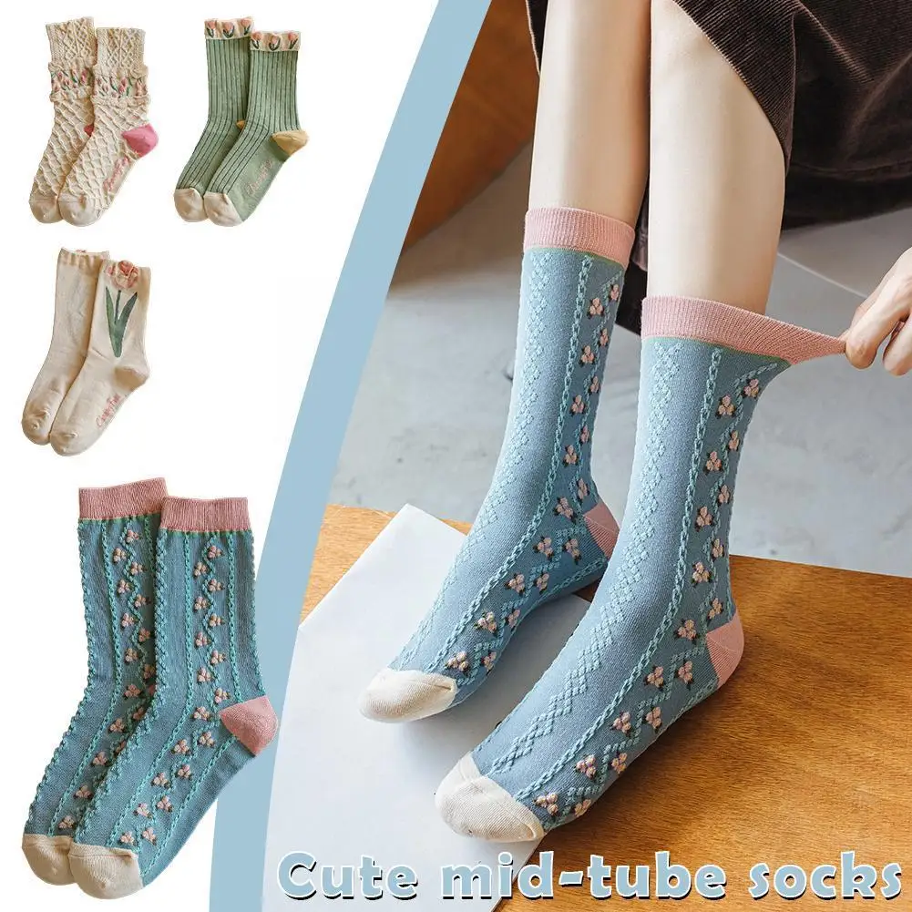 Women Socks Japanese Fashion Harajuku Streetwear Tulip Short Winter Crew Socks Comfortable Floral Socks Autumn C7s3 
Women Socks Japanese Fashion Harajuku Streetwear Tulip Short Winter Crew Socks Comfortable Floral Socks Autumn C7s3