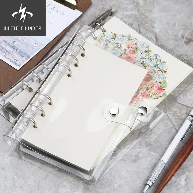 

A5 A6 Spiral transparent PVC Notebook Cover Loose Diary Coil Ring Binder Filler Paper Seperate Planner Receive Bag Card Storage