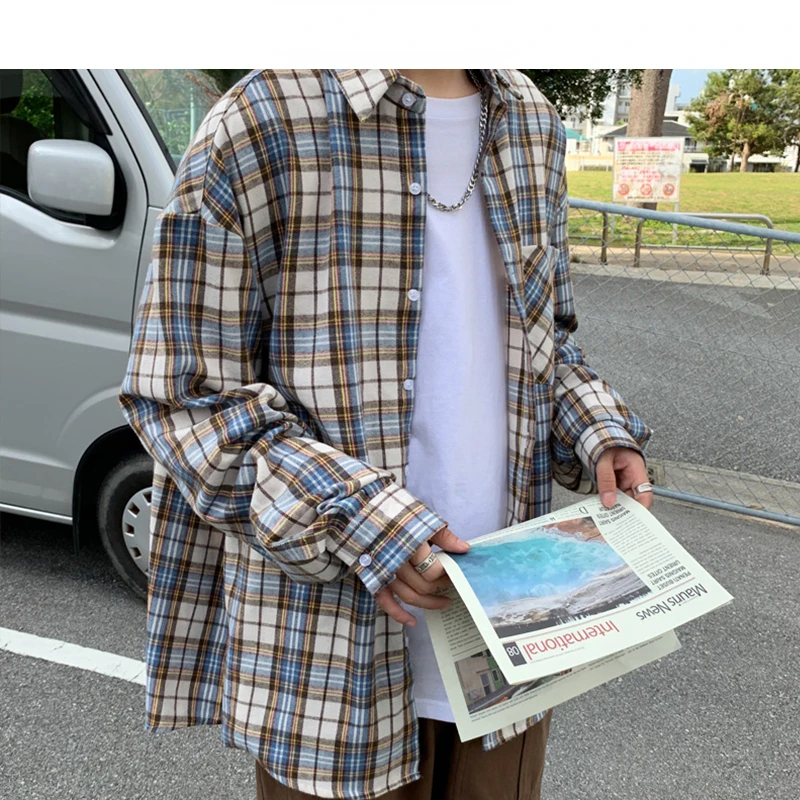 2022New Mens Harajuku Plaid Vintage Shirts 2022 Man Japanese Streetwear Pockets Shirts Long Sleeve Male Casual Button Up Shirt
2022New Mens Harajuku Plaid Vintage Shirts 2022 Man Japanese Streetwear Pockets Shirts Long Sleeve Male Casual Button Up Shirt