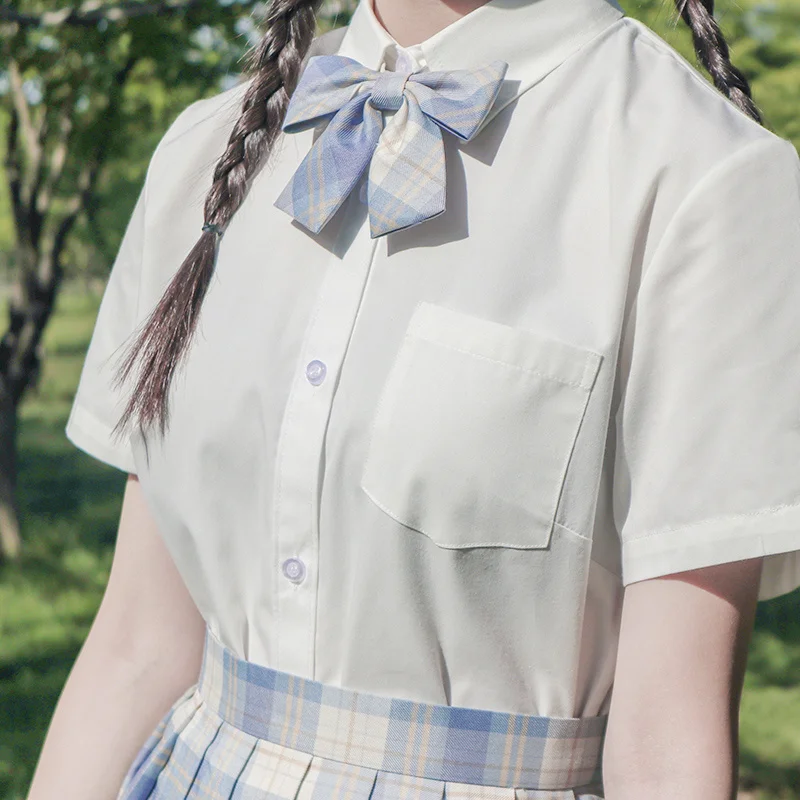 Women Summer Blouses Shirt Short Sleeve Solid White Tops with Tie Bow Japanese Korean Jk Style Female Shirts Lapel Blusas #38
Women Summer Blouses Shirt Short Sleeve Solid White Tops with Tie Bow Japanese Korean Jk Style Female Shirts Lapel Blusas #38