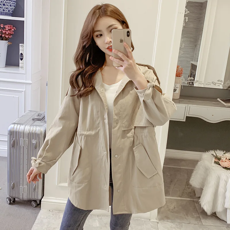 Women's Korean Style Spring New Windbreaker Women's Lapel Coat Mid-length Tie Drawstring Loose Casual All-match Coat
Women's Korean Style Spring New Windbreaker Women's Lapel Coat Mid-length Tie Drawstring Loose Casual All-match Coat