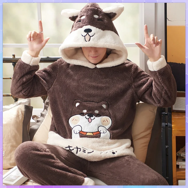 Warm Pajama Dinosaur Man Sleepwear Flannel Tick Coral Pajamas Men Lon Sleeve Casual Winter Fleece Пижама Мужская Пижамы
Warm Pajama Dinosaur Man Sleepwear Flannel Tick Coral Pajamas Men Lon Sleeve Casual Winter Fleece Пижама Мужская Пижамы