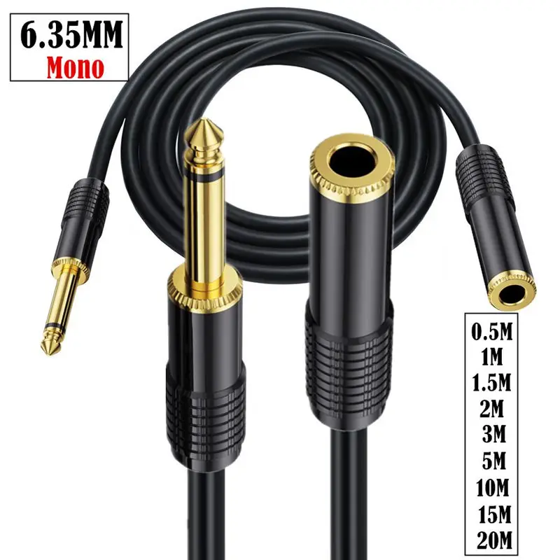 Metal Shell Copper Core 1/4 "Mono 6.35mm Male Female Audio Extension Guitar Amplifier Instrument Microphone Audio Cable 
Metal Shell Copper Core 1/4 "Mono 6.35mm Male Female Audio Extension Guitar Amplifier Instrument Microphone Audio Cable