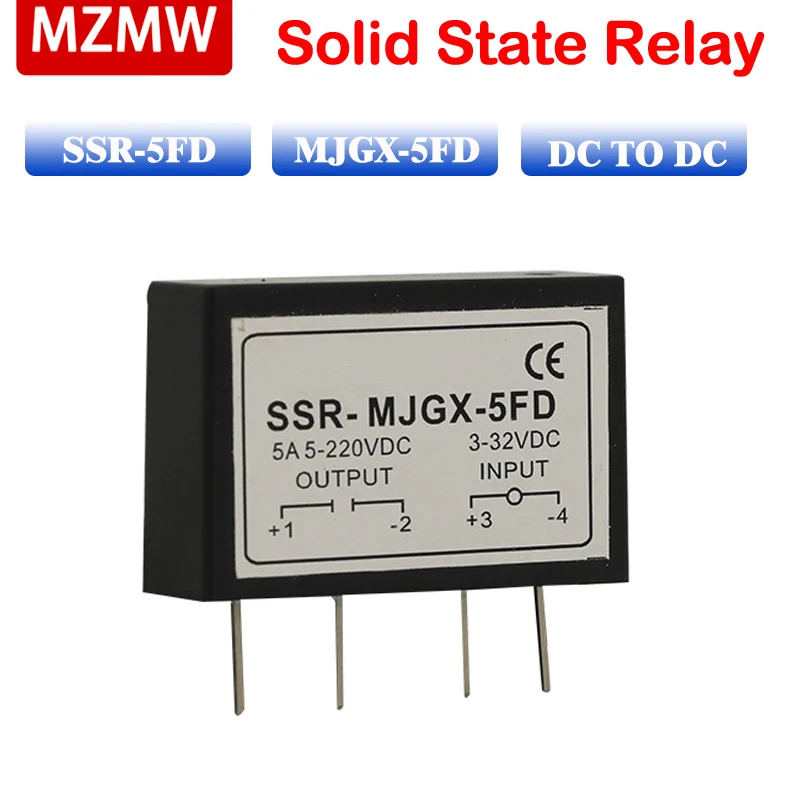 MZMW Small Solid State Relay SSR-5FD MJGX-5FD JGX-5FD 5A Single Phase DC control DC 5-220VAC
MZMW Small Solid State Relay SSR-5FD MJGX-5FD JGX-5FD 5A Single Phase DC control DC 5-220VAC
