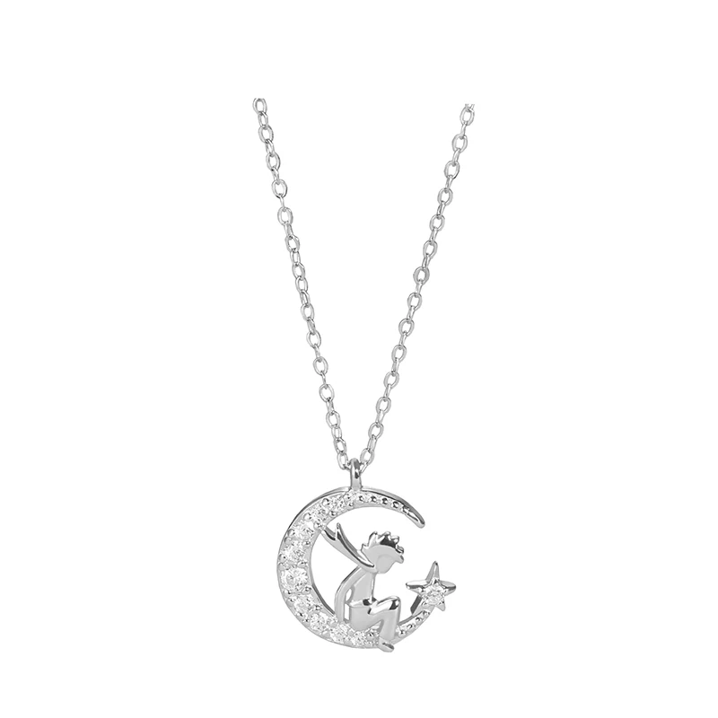 

Whole body 925 sterling silver little Prince pendant necklace for women INS tidal clavicle chain simple cold wind