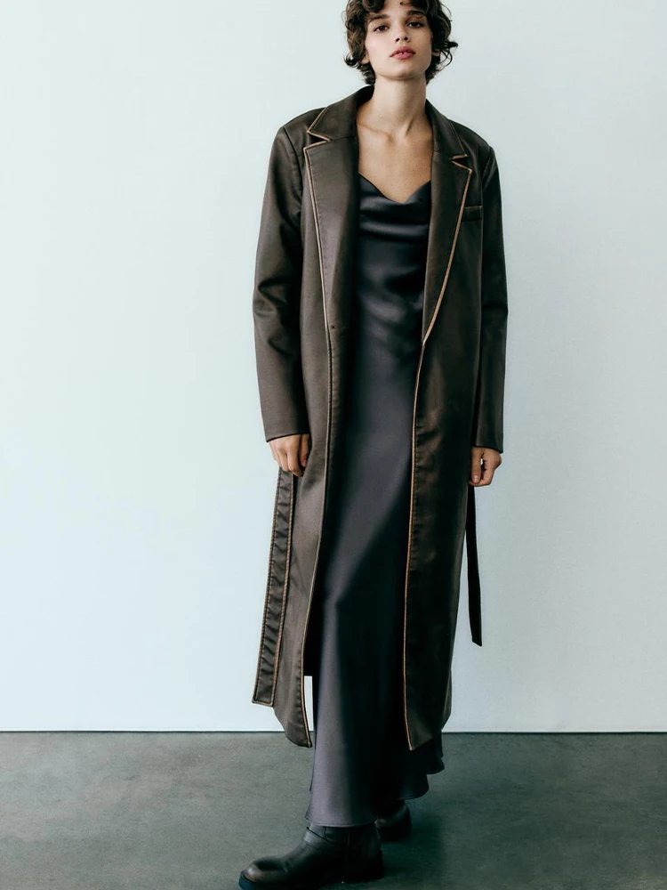 ZA - Brown Retro New Old Effect Coat Women's Polo Collar Long Sleeve with Belt Coat 2023 Autumn/Winter
ZA - Brown Retro New Old Effect Coat Women's Polo Collar Long Sleeve with Belt Coat 2023 Autumn/Winter