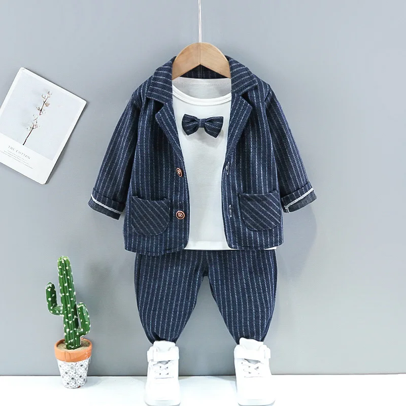 Children Outfit Boys Suits Black Stripe Clothing Sets Grey White Coat+T Shirt+ Pant 3pcs Spring Kids Clothing Suits 1-5 Years B5
Children Outfit Boys Suits Black Stripe Clothing Sets Grey White Coat+T Shirt+ Pant 3pcs Spring Kids Clothing Suits 1-5 Years B5