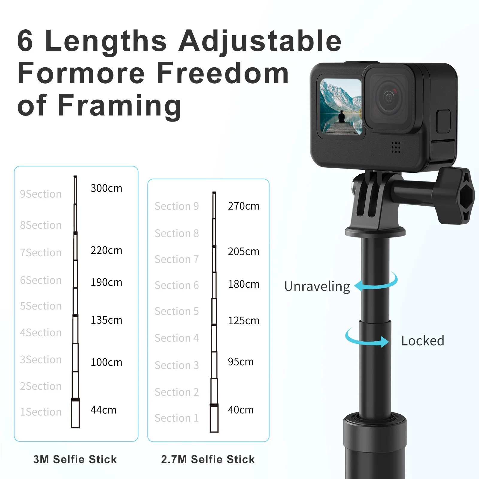 Монопод из углеродного волокна для GoPro Hero 10 9 8 7 6 5 4 Max Insta360 One X One R Osmo Action оригинальный, 118 дюйма/3 м
Монопод из углеродного волокна для GoPro Hero 10 9 8 7 6 5 4 Max Insta360 One X One R Osmo Action оригинальный, 118 дюйма/3 м