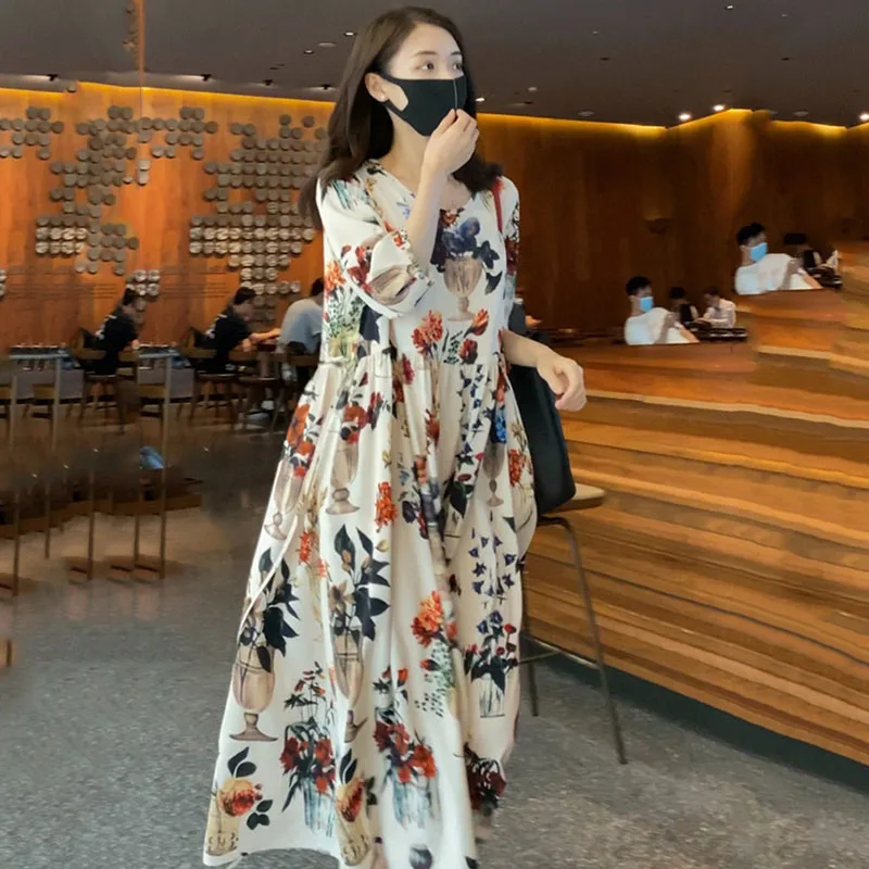 Fashion Summer Maxi Dress Women's Printed Sundress Casual Half Sleeve O-Neck Dresses Vestidos Female High Waist Robe Femme 2022
Fashion Summer Maxi Dress Women's Printed Sundress Casual Half Sleeve O-Neck Dresses Vestidos Female High Waist Robe Femme 2022