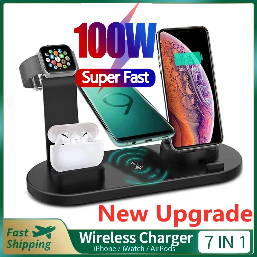 100W 8 in1 Wireless Charger Stand Pad For iPhone 14 13 12 11 X Apple Watch Fast Charging Dock Station for Airpods Pro iWatch 7 6
100W 8 in1 Wireless Charger Stand Pad For iPhone 14 13 12 11 X Apple Watch Fast Charging Dock Station for Airpods Pro iWatch 7 6