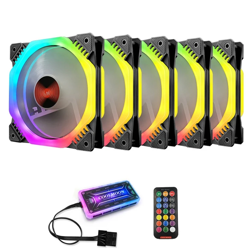 COOLMOON Pc Case Adjust Cooling Fan 120Mm Quiet IR Remote Computer Cooler Double Ring Octagonal Symphony Color Changing RGB Fan
COOLMOON Pc Case Adjust Cooling Fan 120Mm Quiet IR Remote Computer Cooler Double Ring Octagonal Symphony Color Changing RGB Fan