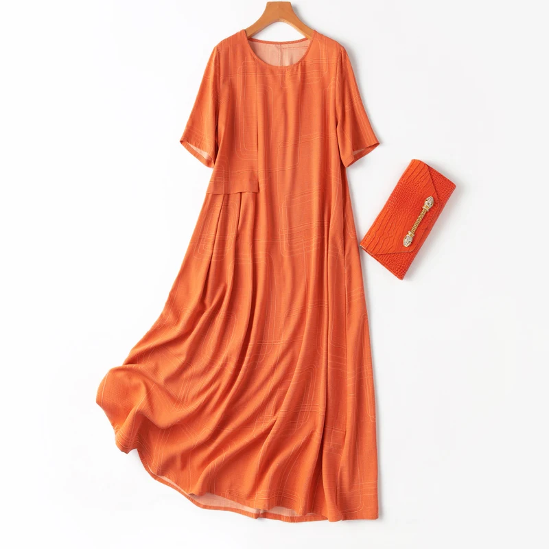 Natural Silk 2022 New Dress for Women Orange Back To The Basics LOOSE Mid-Calf O-Neck Print Geometric Vestido De Mujer
Natural Silk 2022 New Dress for Women Orange Back To The Basics LOOSE Mid-Calf O-Neck Print Geometric Vestido De Mujer