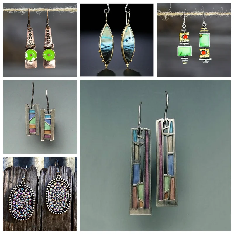 Bohemian Tribal Hollow Out Metal Long Earrings Pendant Jewelry Vintage Irregular Pattern Mix Color Dangle Earring for Women
Bohemian Tribal Hollow Out Metal Long Earrings Pendant Jewelry Vintage Irregular Pattern Mix Color Dangle Earring for Women