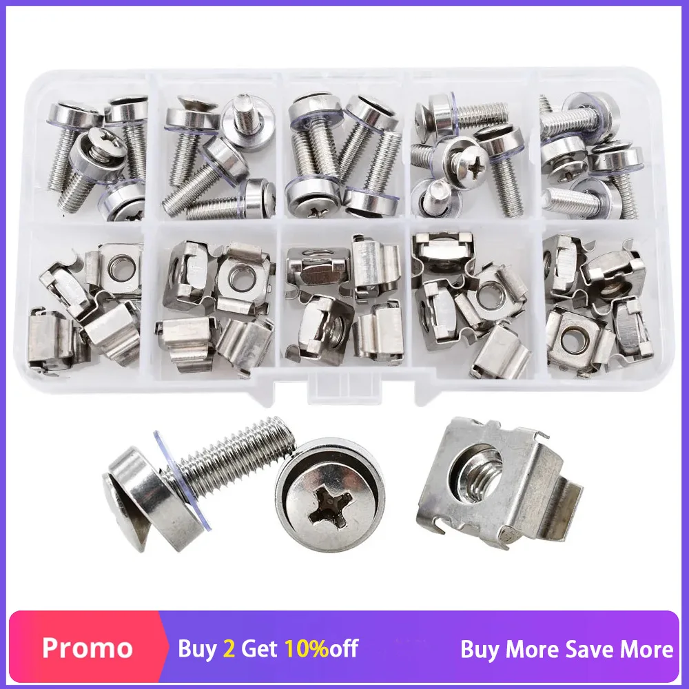 M5 M6 Bolt and Nut Set 304 Stainless Steel Rack Mount Screw Phillips Washers Cage Nuts Kit For Rack Mount Server Cabinet Shelves
M5 M6 Bolt and Nut Set 304 Stainless Steel Rack Mount Screw Phillips Washers Cage Nuts Kit For Rack Mount Server Cabinet Shelves