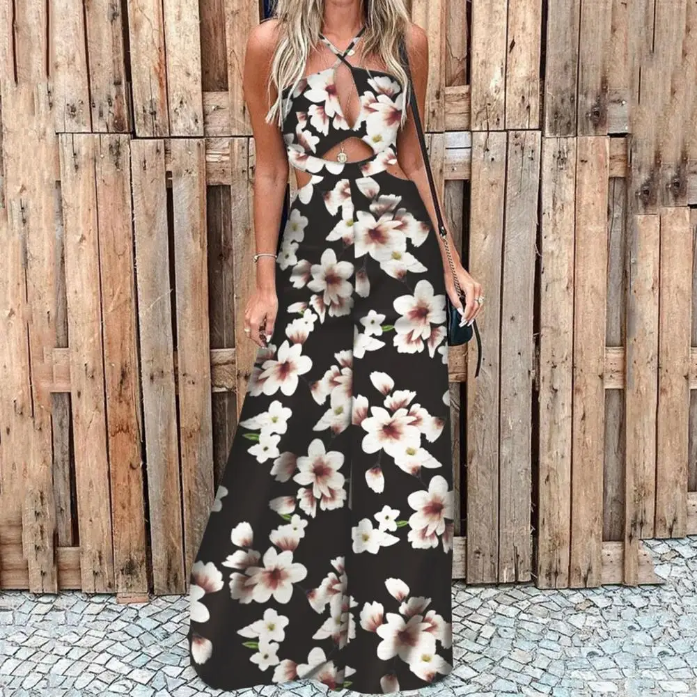 Soft Wide Leg Cross Sling Halter Women Jumpsuit Hollow Out Print Summer Jumpsuit High Waist Backless Loose Jumpsuit for Vacation
Soft Wide Leg Cross Sling Halter Women Jumpsuit Hollow Out Print Summer Jumpsuit High Waist Backless Loose Jumpsuit for Vacation
