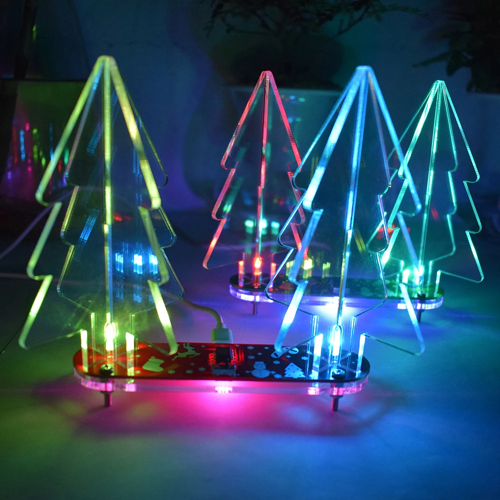 Full Color Changing Led Acrylic 3D Xmas Tree Diy Kit Electronic Fun Welding Practice Kit Diy Decoration Gift
Full Color Changing Led Acrylic 3D Xmas Tree Diy Kit Electronic Fun Welding Practice Kit Diy Decoration Gift