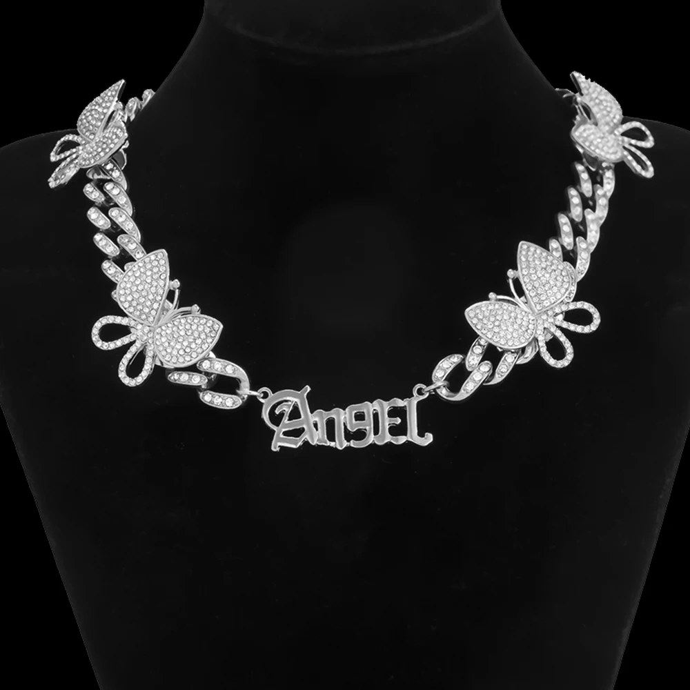 KunJoe Full Rhinestone Butterfly Charms Necklaces Letter Cuban Chain Splicing Men Women Necklace Hip Hop for Jewelry Accessories
KunJoe Full Rhinestone Butterfly Charms Necklaces Letter Cuban Chain Splicing Men Women Necklace Hip Hop for Jewelry Accessories