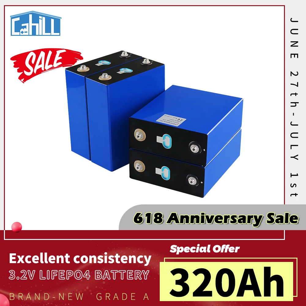 3.2V 304AH 310AH 320AH 1/4/8/16/32PCS New Grade A Lifepo4 Rechargeable DIY 12V 24V 48V Battery Pack Deep Cycle With Free Busbars
3.2V 304AH 310AH 320AH 1/4/8/16/32PCS New Grade A Lifepo4 Rechargeable DIY 12V 24V 48V Battery Pack Deep Cycle With Free Busbars