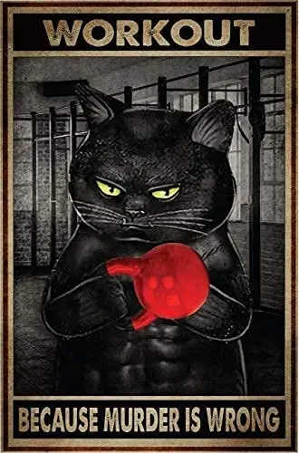 Black Cat Vintage Metal Tin Sign - Workout Because Murder Is Wrong Wall Decor Motivational Sign Retro Gym Decor Farmhouse Home
Black Cat Vintage Metal Tin Sign - Workout Because Murder Is Wrong Wall Decor Motivational Sign Retro Gym Decor Farmhouse Home
