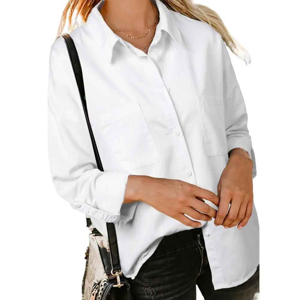 Popular Simple Pocket Loose Women Pure Color Work Shirt Female Shirt Breathable Anti-fade
Popular Simple Pocket Loose Women Pure Color Work Shirt Female Shirt Breathable Anti-fade