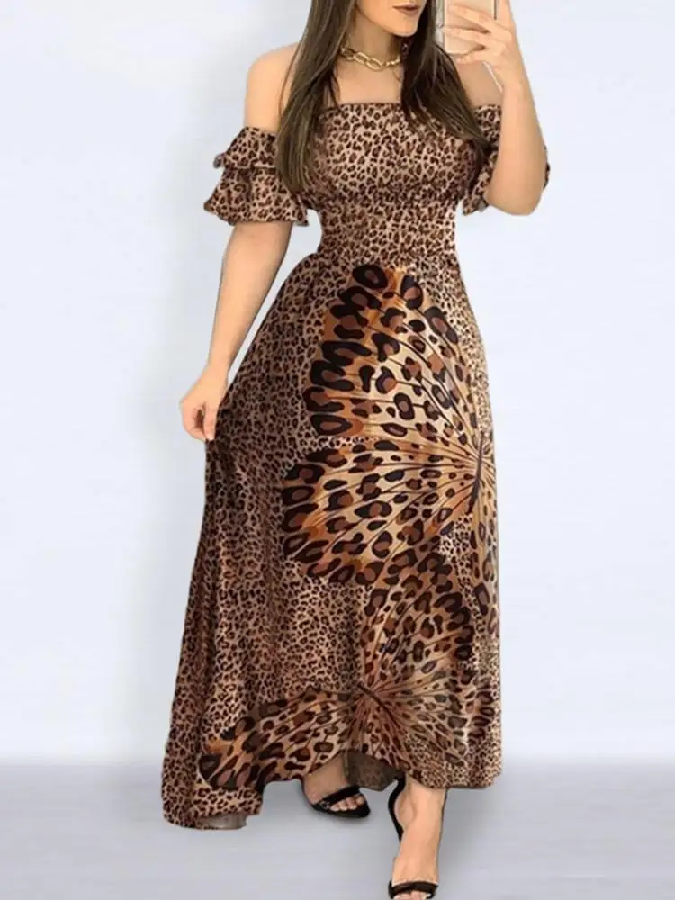 Summer Elegant Dress VONDA 2022 Bohemian Short Sleeve Off Shoulder Dress Female Sexy Strapless Leopard Printed Vestido Oversized
Summer Elegant Dress VONDA 2022 Bohemian Short Sleeve Off Shoulder Dress Female Sexy Strapless Leopard Printed Vestido Oversized