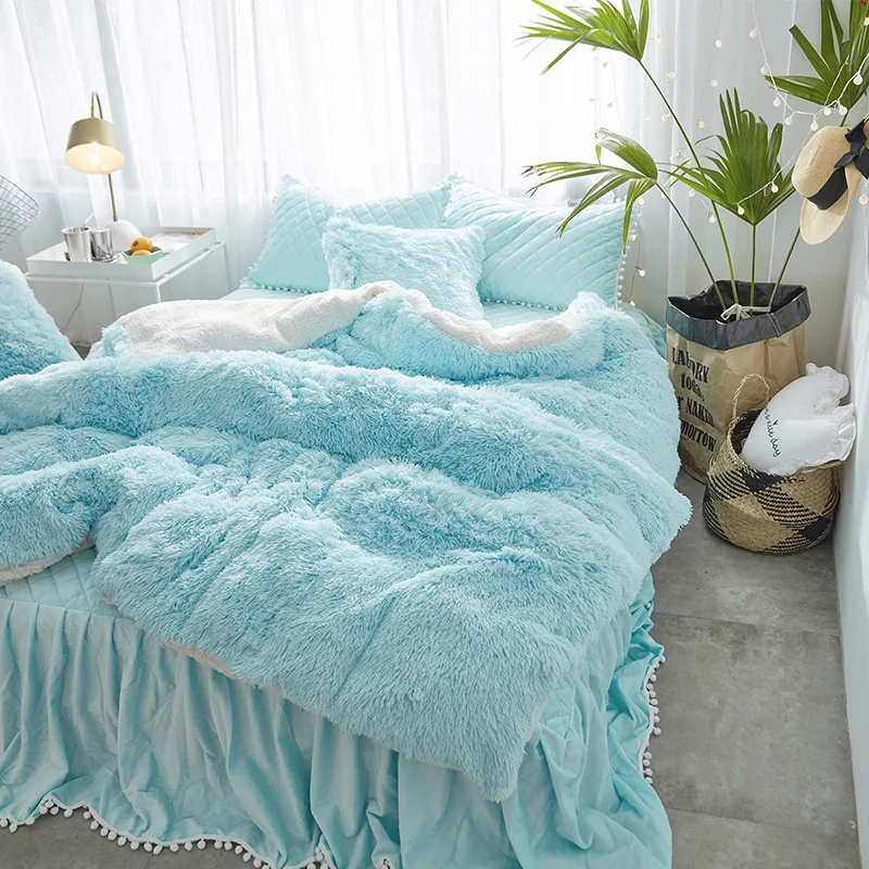 Blue Pink Gray White Purple Mink Velvet Girls ding Set Soft Berber Fleece Duvet Cover Thick Sheet Bed Skirt Pillowcases
Blue Pink Gray White Purple Mink Velvet Girls ding Set Soft Berber Fleece Duvet Cover Thick Sheet Bed Skirt Pillowcases