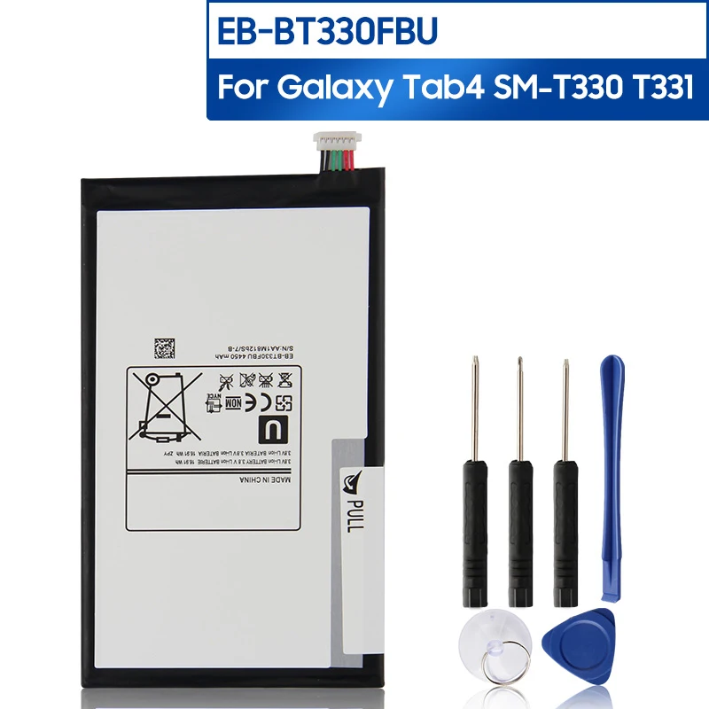 Replacement Battery EB-BT330FBE For Samsung GALAXY Tab4 SM-T330 T331 EB-BT330FBC EB-BT330FBU Replacement Battery 4450mAh
Replacement Battery EB-BT330FBE For Samsung GALAXY Tab4 SM-T330 T331 EB-BT330FBC EB-BT330FBU Replacement Battery 4450mAh
