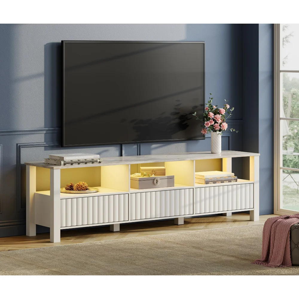 LED TV Stand for75inch, White Wood TV Console Media Storage Cabinet for 80 inch TV Entertainment Center with 6 Storages for Room
LED TV Stand for75inch, White Wood TV Console Media Storage Cabinet for 80 inch TV Entertainment Center with 6 Storages for Room