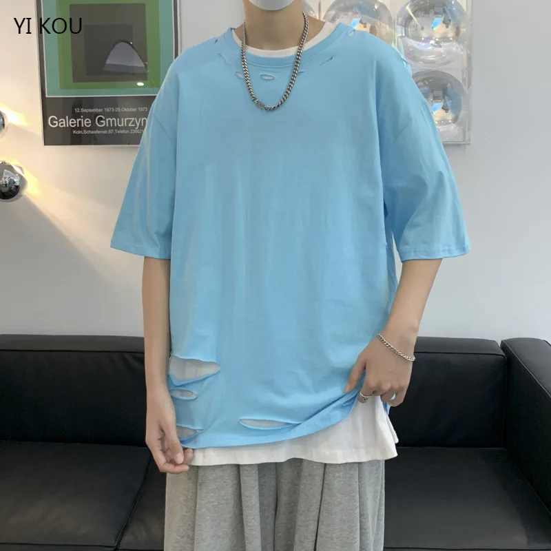 Summer Trend Ins Loose Casual High Street Personality Ripped Hole Five-point Sleeve Half-sleeve Top best seller
Summer Trend Ins Loose Casual High Street Personality Ripped Hole Five-point Sleeve Half-sleeve Top best seller