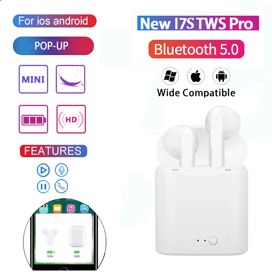 2022 Original I7s Wireless Headphones Bluetooth 5.0 Headphones Sports Earbuds with Charging Headphones for All Smartphones
2022 Original I7s Wireless Headphones Bluetooth 5.0 Headphones Sports Earbuds with Charging Headphones for All Smartphones