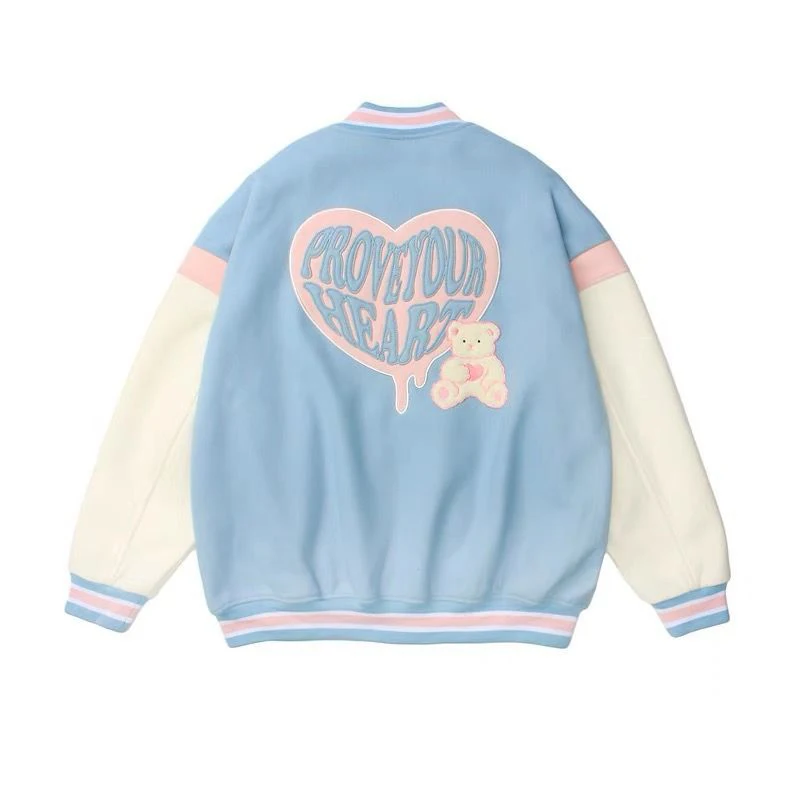 2023 autumn and winter new love print Women's style baseball jacket Y2K American retro high street loose and versatile jacket
2023 autumn and winter new love print Women's style baseball jacket Y2K American retro high street loose and versatile jacket