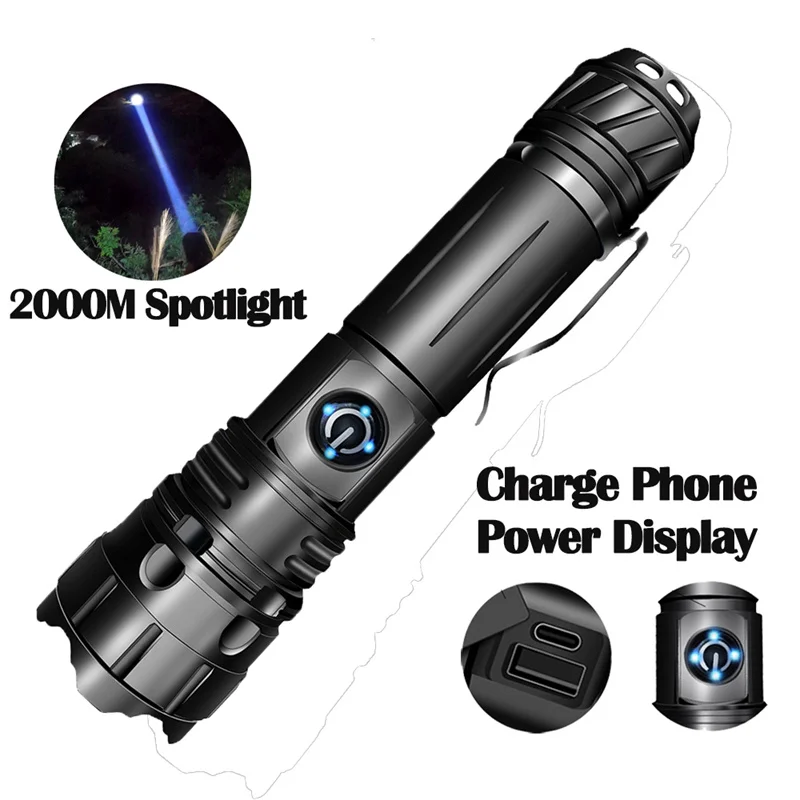 30W White Laser New Long Range 2000m Telescopic Focusing Strong Light Flashlight Type-c smart Charging With Power Bank Function
30W White Laser New Long Range 2000m Telescopic Focusing Strong Light Flashlight Type-c smart Charging With Power Bank Function