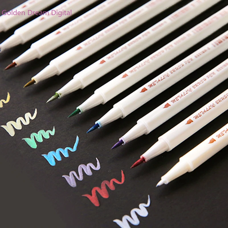 10 Colors Metallic Marker Pen Scrapbooking Crafts Card Making Brush Round Head Art Pen Drawing Stationery Office Supplies
10 Colors Metallic Marker Pen Scrapbooking Crafts Card Making Brush Round Head Art Pen Drawing Stationery Office Supplies