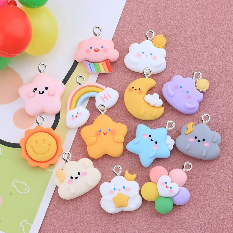 10Pcs Cartoon Star Moon Rainbow Flowers Cloud Resin Charms DIY Earrings Jewelry Flatback Pendant Kawaii Keychain Decor Accessory
10Pcs Cartoon Star Moon Rainbow Flowers Cloud Resin Charms DIY Earrings Jewelry Flatback Pendant Kawaii Keychain Decor Accessory